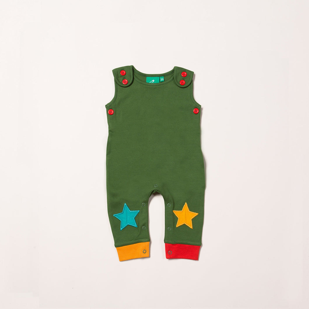 Woodland Green Star Dungarees