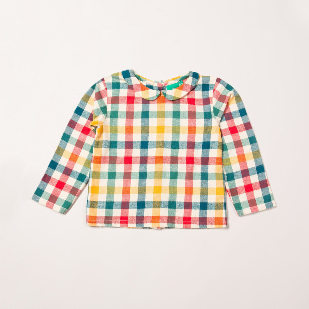 Autumn Rainbow Check Classic Blouse