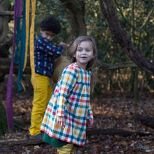 Load image into Gallery viewer, Autumn Rainbow Check Smock Dress
