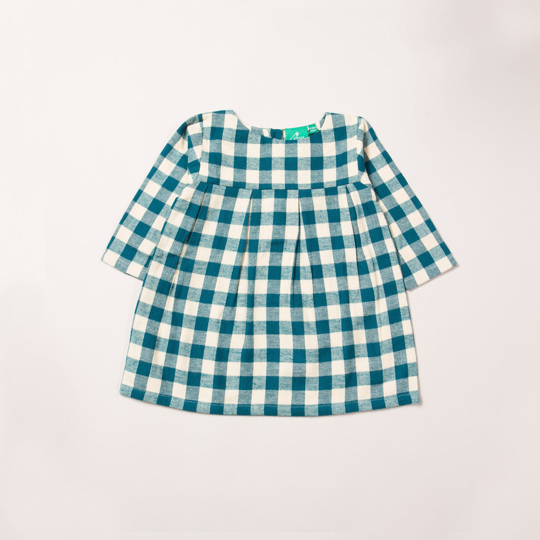 Winter Blue Check Smock Dress