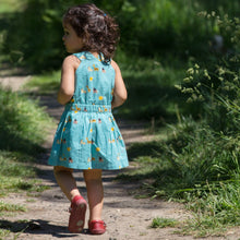 Load image into Gallery viewer,       Little-Green-Radicals-Blue-DressSet-With-Sunshine-Giraffe-Elephant-And-Horse-Print-Kid
