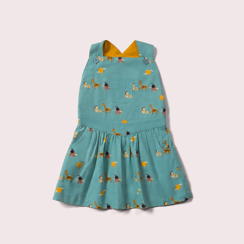       Little-Green-Radicals-Blue-DressSet-With-Sunshine-Giraffe-Elephant-And-Horse-Print