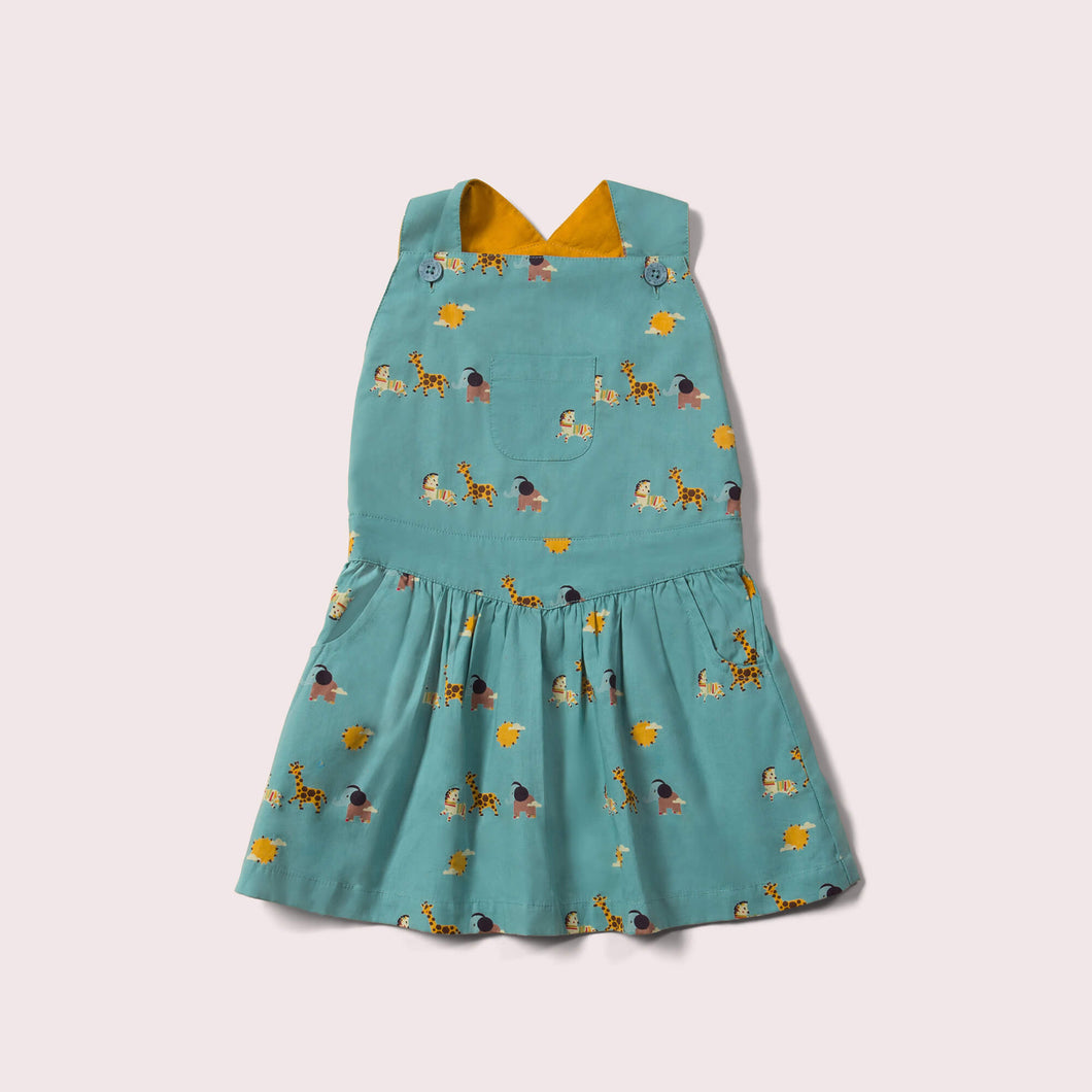       Little-Green-Radicals-Blue-DressSet-With-Sunshine-Giraffe-Elephant-And-Horse-Print