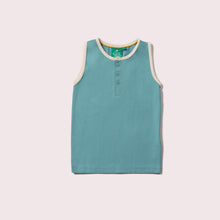 Load image into Gallery viewer,     Little-Green-Radicals-Blue-Organic-Buttoned-Vest
