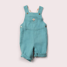 Lade das Bild in den Galerie-Viewer, Little-Green-Radicals-Blue-Shortie-Dungarees-With-Cloud-Print
