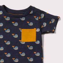 Load image into Gallery viewer,    Little-Green-Radicals-Blue-T-Shirt-And-Jogger-Playset-With-Whale-Print-Closeup-View
