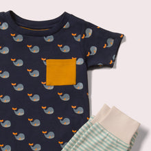 Load image into Gallery viewer,       Little-Green-Radicals-Blue-T-Shirt-And-Jogger-Playset-With-Whale-Print-Closeup
