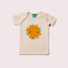 Load image into Gallery viewer,     Little-Green-Radicals-Cream-Organic-Short-Sleeve-T-Shirt-With-Sun-Print
