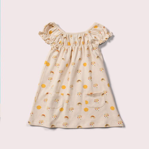    Little-Green-Radicals-Cream-Pocket-Playdays-Dress-With-Sunshine-And-Rainbow-Print