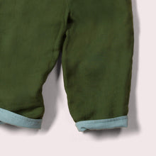 Cargar imagen en el visor de la galería,    Little-Green-Radicals-Green-And-Blue-Reversible-Trousers-Closeup
