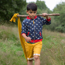 Load image into Gallery viewer,       Little-Green-Radicals-Green-And-Blue-Striped-Reversible-Easy-Rider-Jacket-With-Whale-Print-Kid
