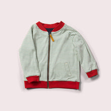 Load image into Gallery viewer,       Little-Green-Radicals-Green-And-Blue-Striped-Reversible-Easy-Rider-Jacket-With-Whale-Print-Reverse
