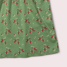 Cargar imagen en el visor de la galería,    Little-Green-Radicals-Green-DressSet-With-Strawberry-Print-Closeup-View
