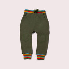 Lade das Bild in den Galerie-Viewer,       Little-Green-Radicals-Green-Marl-Organic-Comfy-Joggers-With-Rainbow-Pattern
