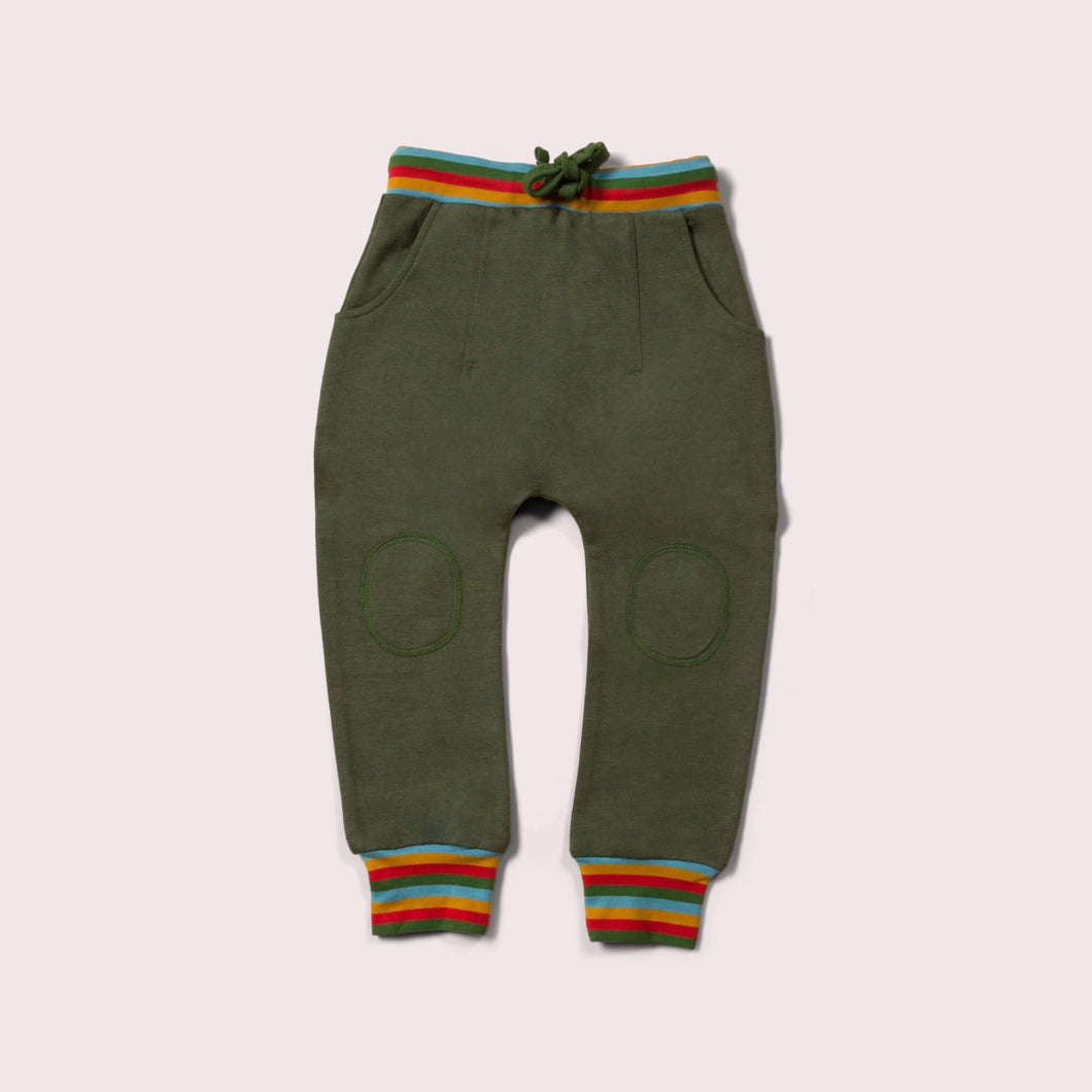       Little-Green-Radicals-Green-Marl-Organic-Comfy-Joggers-With-Rainbow-Pattern