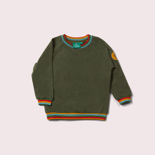     Little-Green-Radicals-Green-Marl-Sweatshirt-With-Rainbow-Pattern