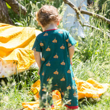 Lade das Bild in den Galerie-Viewer, Little-Green-Radicals-Green-Organic-Shortie-Romper-With-Deep-Sea-Explorers-Print-Back-View
