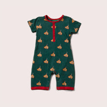 Lade das Bild in den Galerie-Viewer, Little-Green-Radicals-Green-Organic-Shortie-Romper-With-Deep-Sea-Explorers-Print
