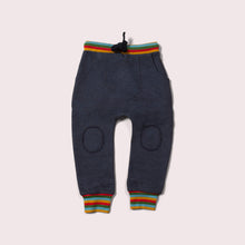 Lade das Bild in den Galerie-Viewer,     Little-Green-Radicals-Navy-Blue-Marl-Organic-Comfy-Joggers-With-Rainbow-Pattern
