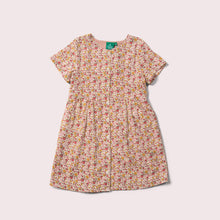 Cargar imagen en el visor de la galería,     Little-Green-Radicals-Pink-Organic-Button-Dress-With-Ladybird-Print
