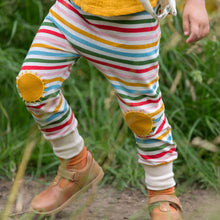 Load image into Gallery viewer,     Little-Green-Radicals-Rainbow-Striped-Patch-Joggers-With-Sunshine-Print-Kid
