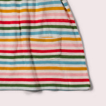 Load image into Gallery viewer,       Little-Green-Radicals-Rainbow-Striped-Pocket-Playdays-Dress-Closeup
