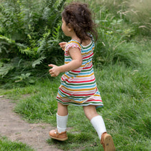 Load image into Gallery viewer,     Little-Green-Radicals-Rainbow-Striped-Pocket-Playdays-Dress-Kid-Back
