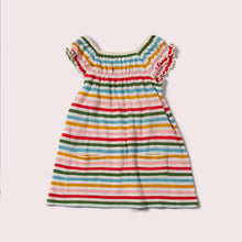 Load image into Gallery viewer,    Little-Green-Radicals-Rainbow-Striped-Pocket-Playdays-Dress
