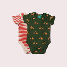 Lade das Bild in den Galerie-Viewer,     Little-Green-Radicals-Red-And-Cream-Striped-Green-and_Yellow-Baby-Bodies-Set-Two-Pack-With-Giraffe-Print
