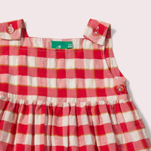 Cargar imagen en el visor de la galería,     Little-Green-Radicals-Red-Check-Pinny-Dress-Closeup
