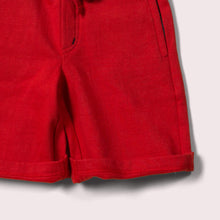 Load image into Gallery viewer,       Little-Green-Radicals-Red-Jogger-Shorts-Closeup-View
