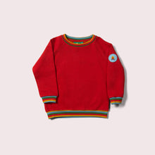 Load image into Gallery viewer,     Little-Green-Radicals-Red-Marl-Sweatshirt-With-Rainbow-Pattern
