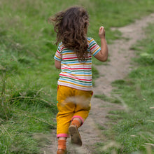 Load image into Gallery viewer,    Little-Green-Radicals-Striped-Short-Sleeve-T-Shirt-With-Rainbow-Pattern-Kid-Back
