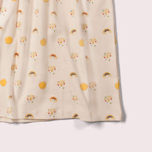 Lade das Bild in den Galerie-Viewer,     Little-Green-Radicals-Yellow-And-Cream-DressSet-With-Sunshine-Rainbow-Print-Closeup
