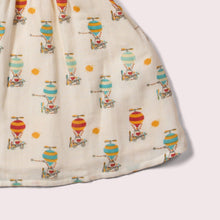 Load image into Gallery viewer,     Little-Green-Radicals-Yellow-Little-Twirler-Dress-With-Air-Balloon-Print-Closeup-View
