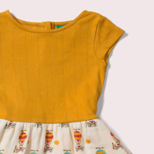 Load image into Gallery viewer,       Little-Green-Radicals-Yellow-Little-Twirler-Dress-With-Air-Balloon-Print-Closeup
