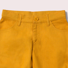 Cargar imagen en el visor de la galería,     Little-Green-Radicals-Yellow-Twill-Sunshine-Shorts-Closeup
