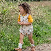 Load image into Gallery viewer, Little-Green-Radicals_Blue-Cream-and_Orange-Organic-Sleeveless-Baby-Bubble-Body-With-Hot-Air-Balloon-Print-Kid
