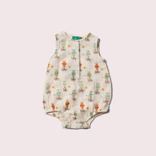 Load image into Gallery viewer,     Little-Green-Radicals_Blue-Cream-and_Orange-Organic-Sleeveless-Baby-Bubble-Body-With-Hot-Air-Balloon-Print
