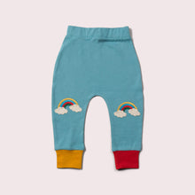 Lade das Bild in den Galerie-Viewer,     Little-Green-Radicals_Blue-Yellow-And-Red-Patch-Joggers-With-Rainbow-Print
