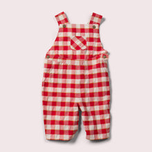 Cargar imagen en el visor de la galería, Little-Green-Radicals_Red-And_Cream-Shortie-Dungarees-With-Check-Pattern
