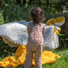 Cargar imagen en el visor de la galería,     Little-Green-Radicals_Red-Yellow-Pink-And_Cream-Organic-Summer-Romper-With-Ladybird-Pattern-Kid-Back
