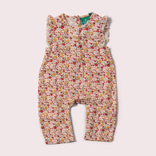 Cargar imagen en el visor de la galería,     Little-Green-Radicals_Red-Yellow-Pink-And_Cream-Organic-Summer-Romper-With-Ladybird-Pattern
