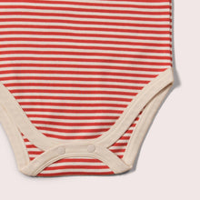 Load image into Gallery viewer,       Little-Green-Radicals_Red-and-Blue-Striped-Baby-Bodies-Set-Two-Pack-Closeup-View
