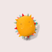 Load image into Gallery viewer,       Little-Green-Radicals_Yellow-Organic-Soft-Toy-In-Sun-Shape
