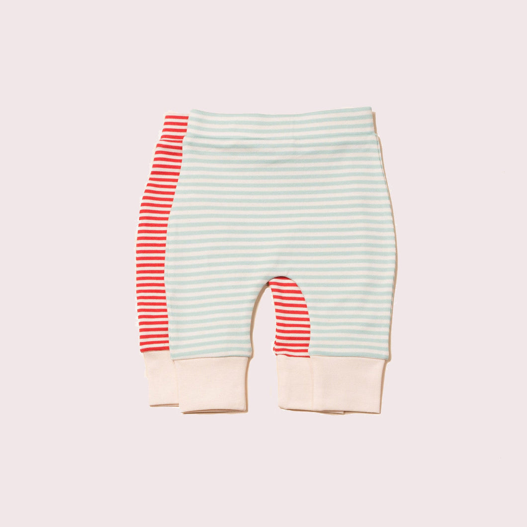 Red & Blue Striped Organic Joggers Set - 2 Pack