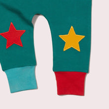 Load image into Gallery viewer, Close up of the Sea Green Star Joggers Knee Patches
