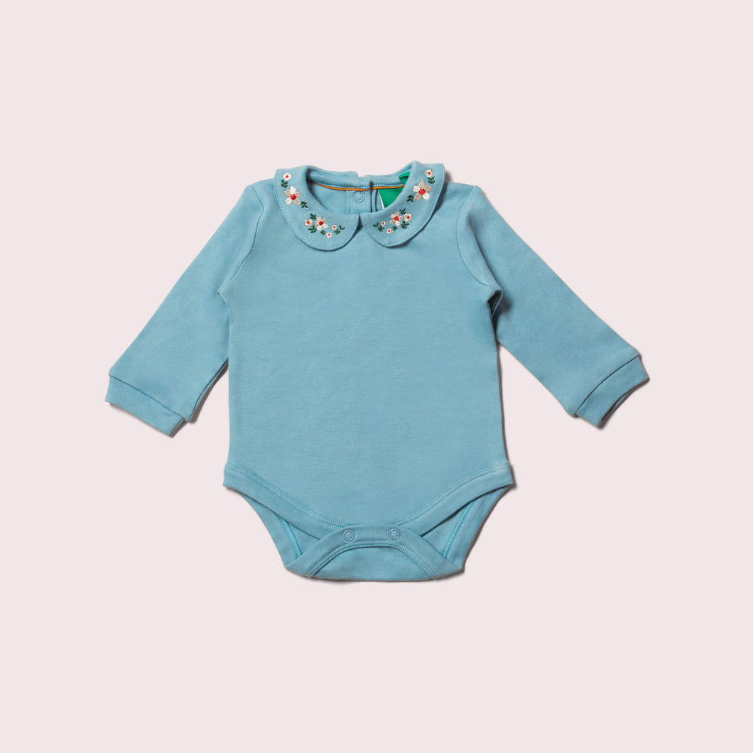 Autumn Flowers Embroidered Organic Baby Bodysuit