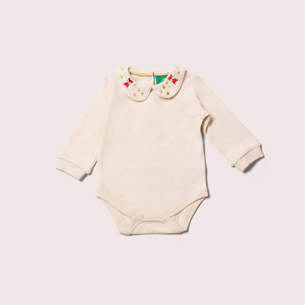 Autumn Fox Embroidered Organic Baby Bodysuit