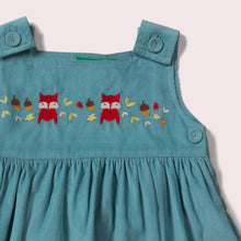 Load image into Gallery viewer, Autumn Foxes Embroidered Corduroy Pinny Dress
